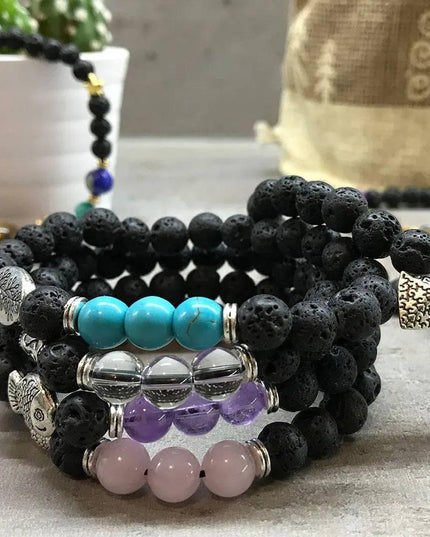 Lava Stone Bracelet - Hamsa Chakra - Bee my Gift