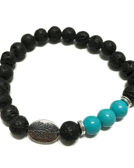 Lava Stone Bracelet - Leaf Turquoise - Bee my Gift