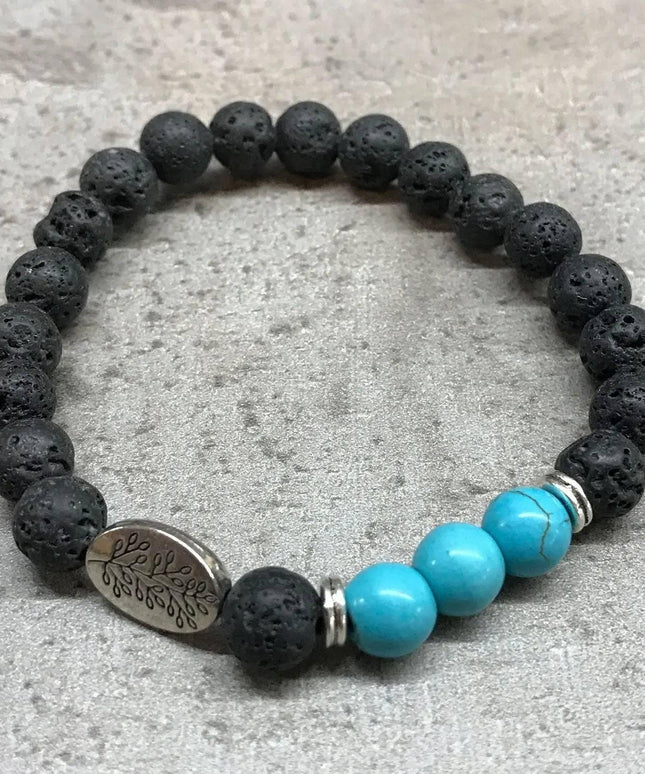 Lava Stone Bracelet - Leaf Turquoise - Bee my Gift