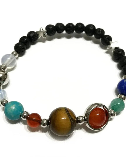 Lava Stone Bracelet - Silver Solar System - Bee my Gift