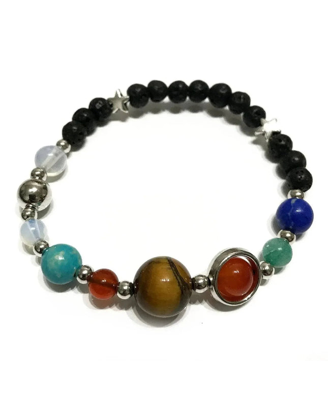Lava Stone Bracelet - Silver Solar System - Bee my Gift
