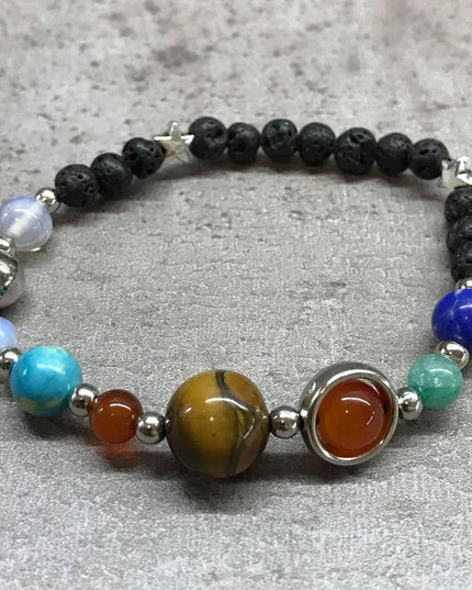 Lava Stone Bracelet - Silver Solar System - Bee my Gift