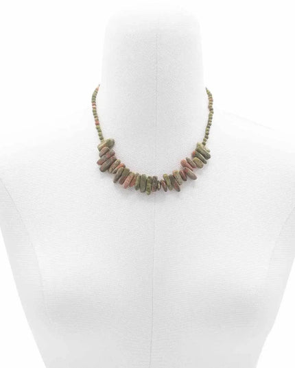 Longstone Gem Necklace - Moss Agate - Bee my Gift
