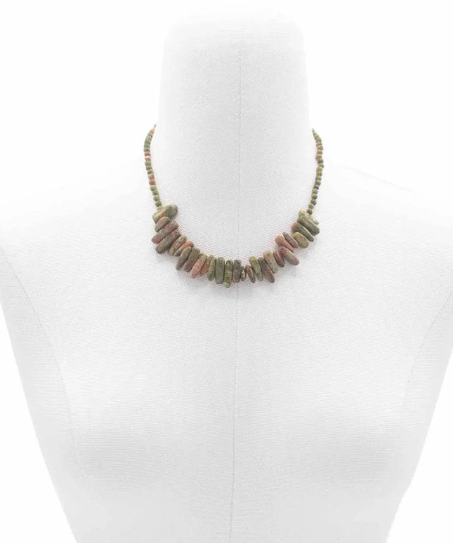 Longstone Gem Necklace - Moss Agate - Bee my Gift
