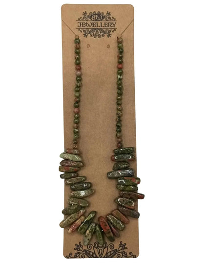Longstone Gem Necklace - Moss Agate - Bee my Gift