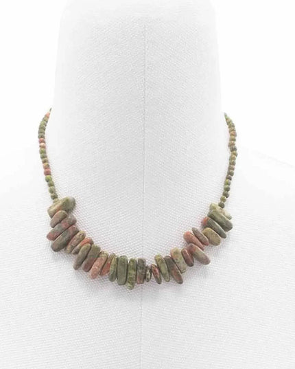 Longstone Gem Necklace - Moss Agate - Bee my Gift