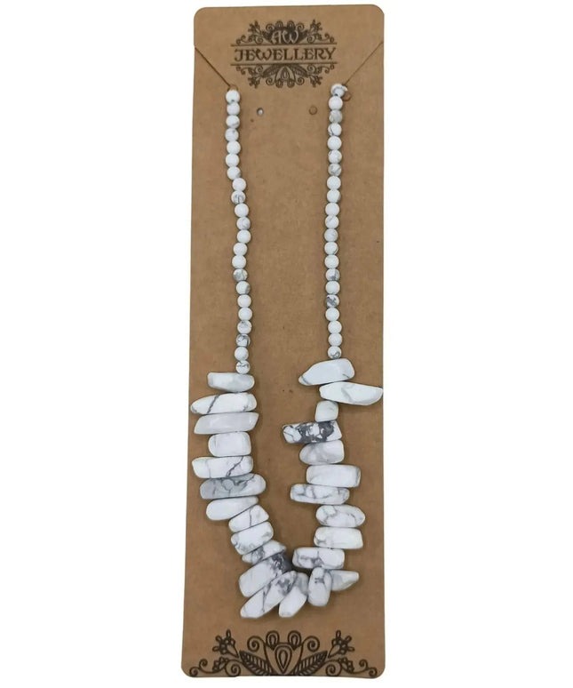 Longstone Gem Necklace - White Jasper - Bee my Gift