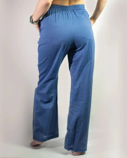 (LXL) Nomad Sari On the Med Collection - Lounge Pants - Rich Blue & Gold Hand Painted Evil Eye Design - Bee my Gift