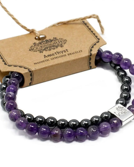 Magnetic Gemstone Bracelet - Amethyst - Bee my Gift