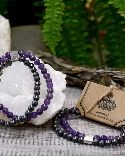 Magnetic Gemstone Bracelet - Amethyst - Bee my Gift