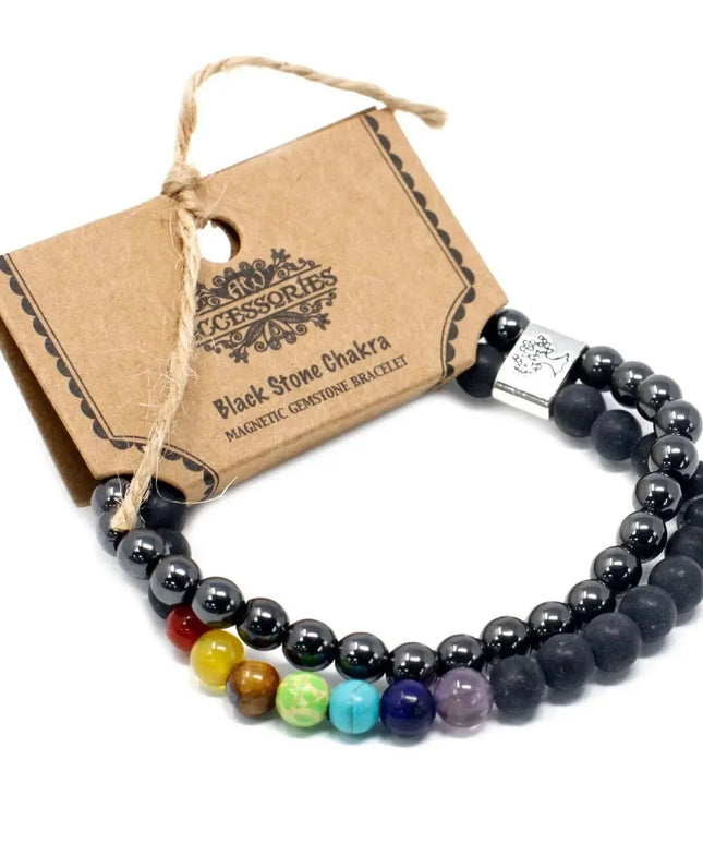 Magnetic Gemstone Bracelet - Black Stone Chakra - Bee my Gift