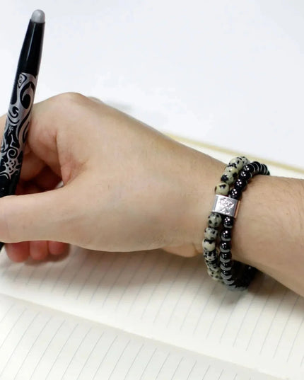 Magnetic Gemstone Bracelet - Dalmation Jasper - Bee my Gift