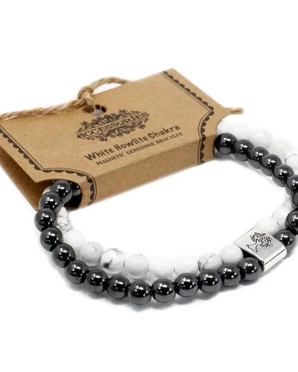 Magnetic Gemstone Bracelet - White Howlite Chackra - Bee my Gift