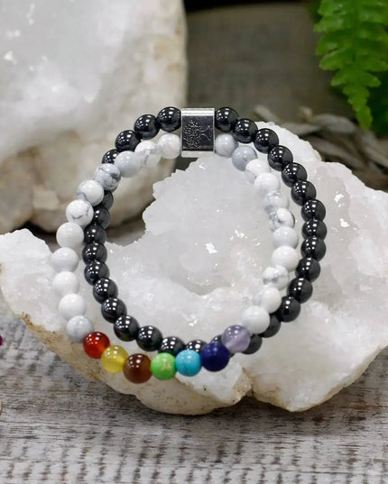Magnetic Gemstone Bracelet - White Howlite Chackra - Bee my Gift
