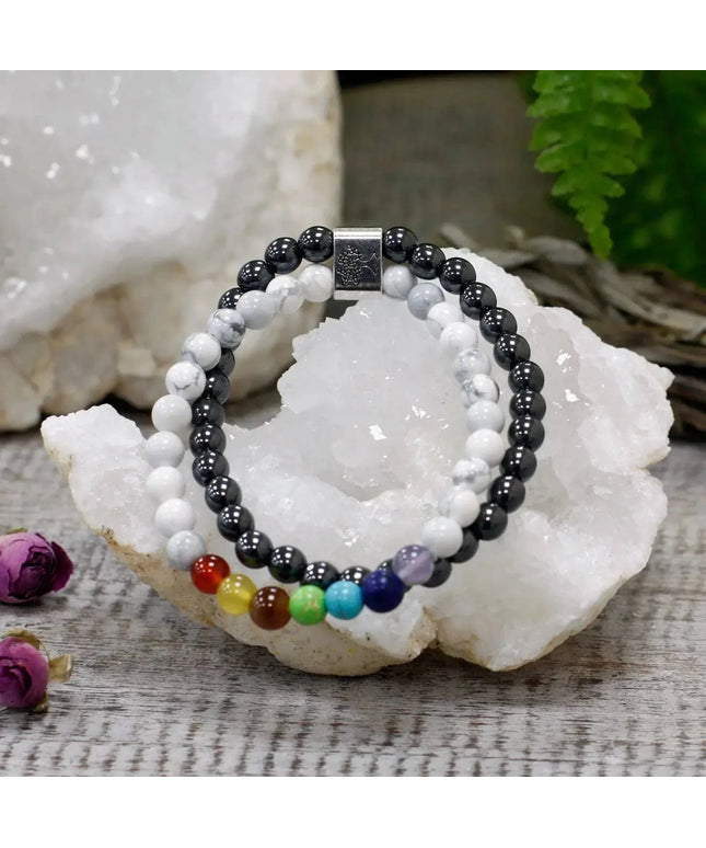 Magnetic Gemstone Bracelet - White Howlite Chackra - Bee my Gift
