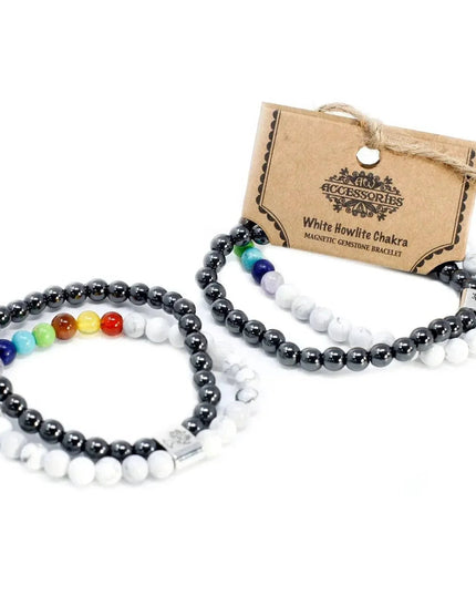 Magnetic Gemstone Bracelet - White Howlite Chackra - Bee my Gift