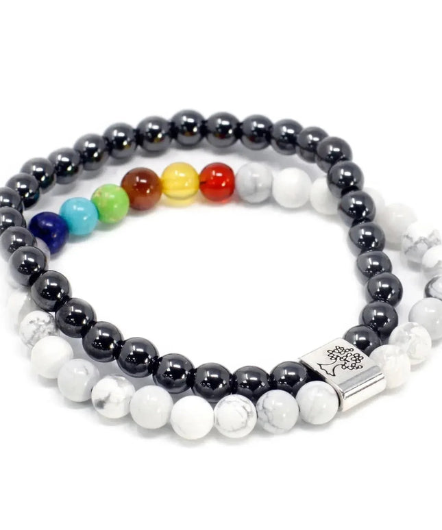 Magnetic Gemstone Bracelet - White Howlite Chackra - Bee my Gift