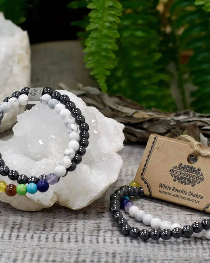 Magnetic Gemstone Bracelet - White Howlite Chackra - Bee my Gift