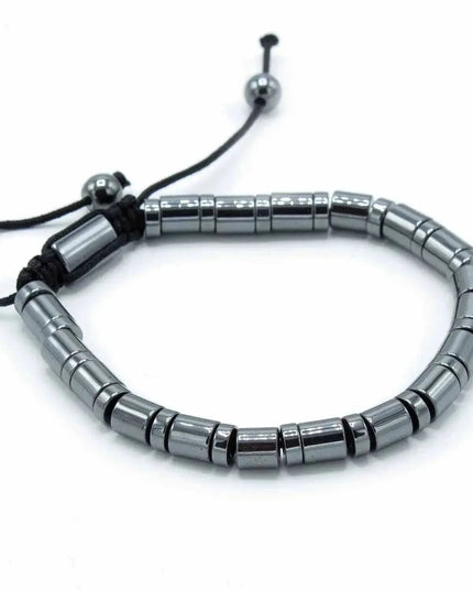 Magnetic Hematite Shamballa Bracelet - Cylinders & Circles - Bee my Gift