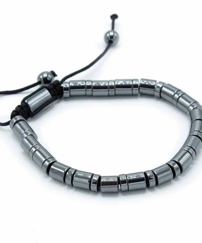 Magnetic Hematite Shamballa Bracelet - Cylinders & Circles - Bee my Gift