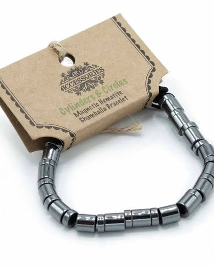 Magnetic Hematite Shamballa Bracelet - Cylinders & Circles - Bee my Gift