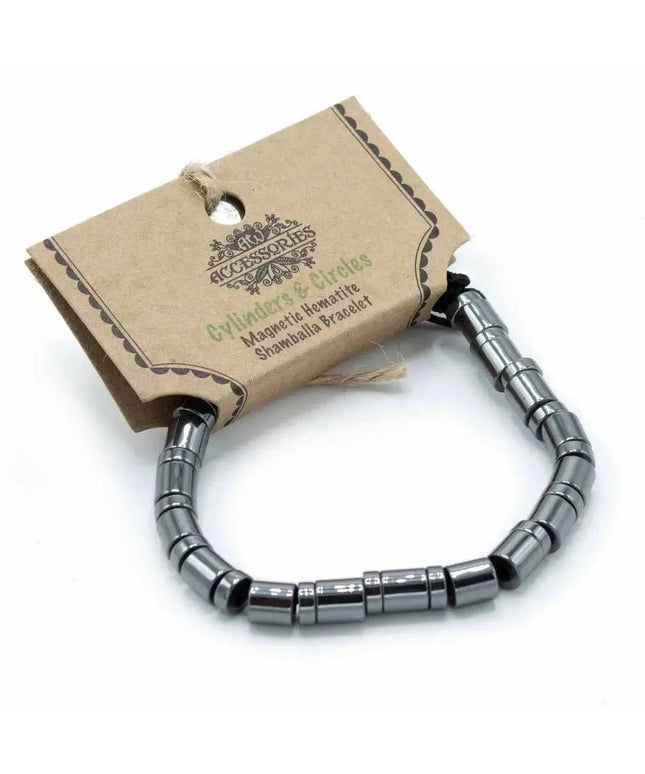 Magnetic Hematite Shamballa Bracelet - Cylinders & Circles - Bee my Gift