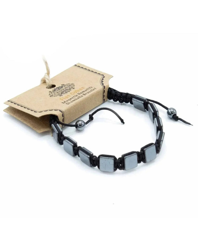 Magnetic Hematite Shamballa Bracelet - Flat Cubes - Bee my Gift