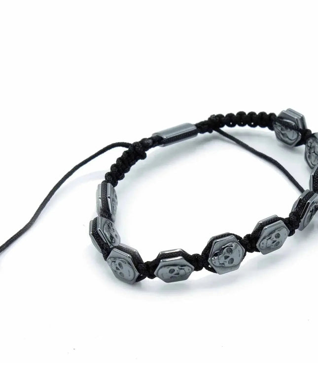 Magnetic Hematite Shamballa Bracelet - Hexagon Skulls - Bee my Gift