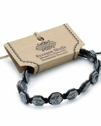 Magnetic Hematite Shamballa Bracelet - Hexagon Skulls - Bee my Gift
