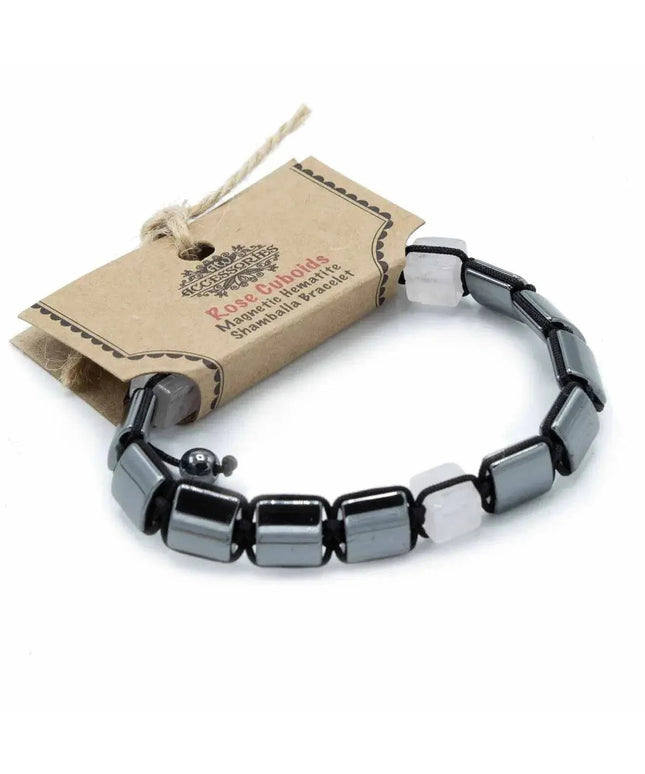 Magnetic Hematite Shamballa Bracelet - Rose Cuboids - Bee my Gift