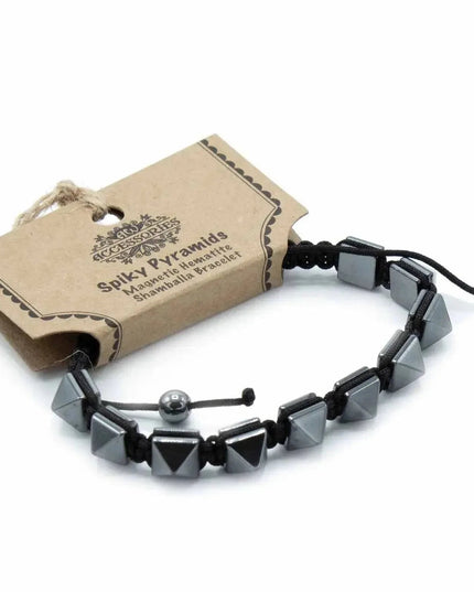 Magnetic Hematite Shamballa Bracelet - Spiky Pyramids - Bee my Gift
