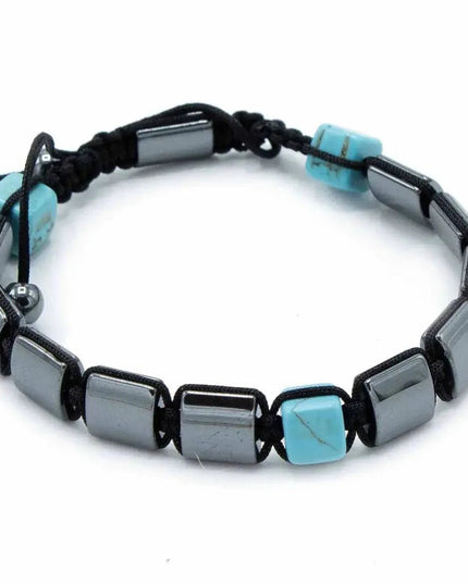 Magnetic Hematite Shamballa Bracelet - Turquoise Cuboids - Bee my Gift