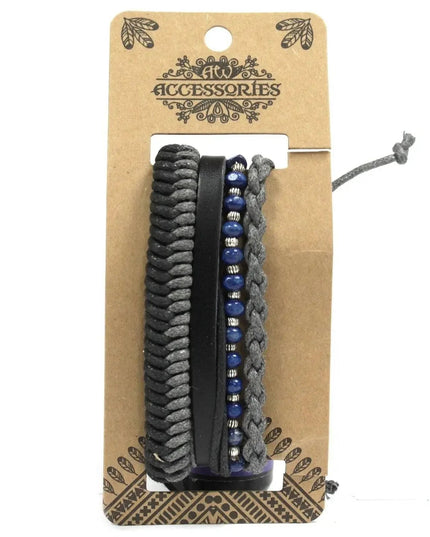 Mens Bracelet Sets - Black & Macho (asst) - Bee my Gift