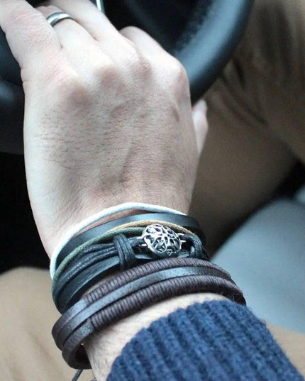 Mens Bracelet Sets - Metal & Leather (asst) - Bee my Gift