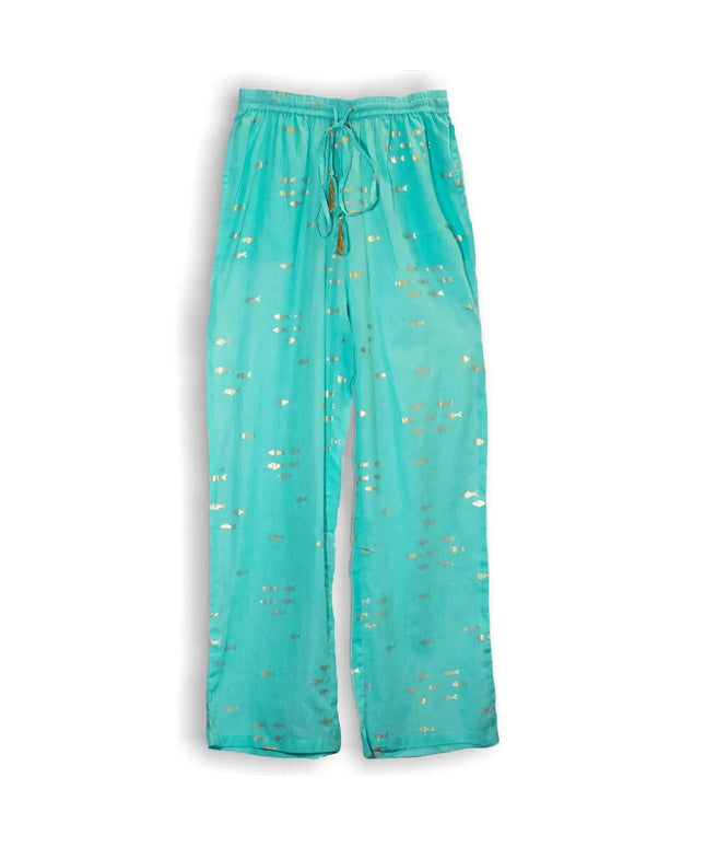 (ML) Nomad Sari On the Med Collection - Lounge Pants - Turquoise & Gold Fish Design - Bee my Gift