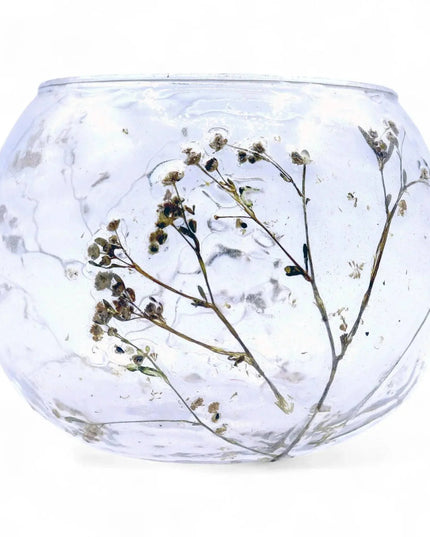Natural Floral Glass Candle Holder - floral glass candle holder - Bee my Gift