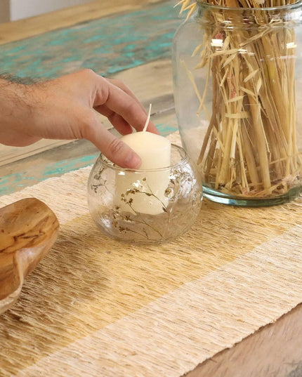 Natural Floral Glass Candle Holder - floral glass candle holder - Bee my Gift