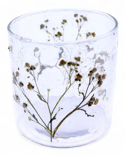 Natural Floral Glass Candle Holder - Margarita - Bee my Gift