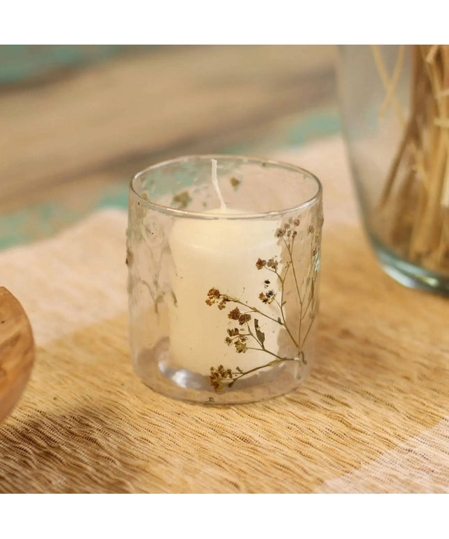Natural Floral Glass Candle Holder - Margarita - Bee my Gift