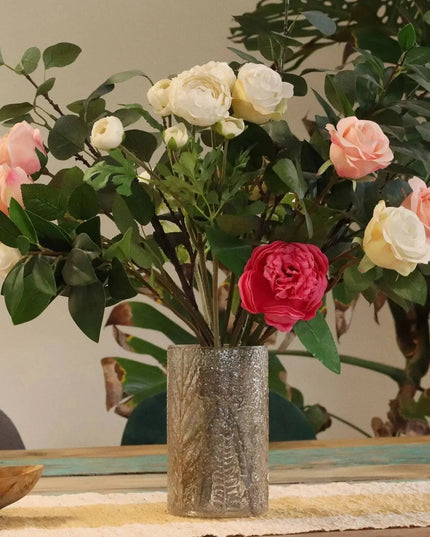 Natural Floral Glass Candle Holder - Pino (19x11cm) - Bee my Gift