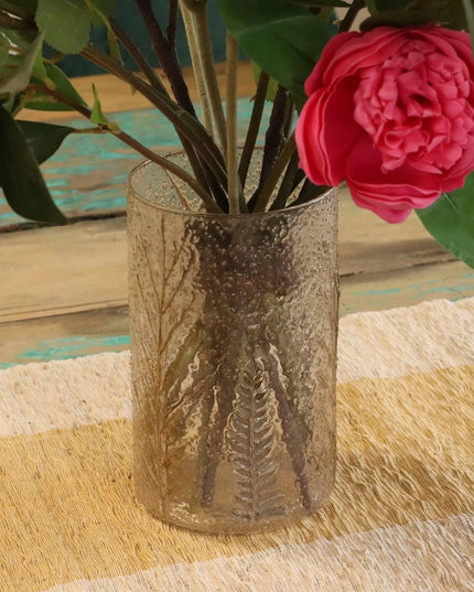 Natural Floral Glass Candle Holder - Pino (19x11cm) - Bee my Gift