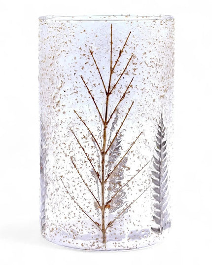 Natural Floral Glass Candle Holder - Pino (19x11cm) - Bee my Gift