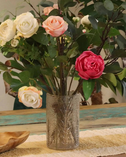Natural Floral Glass Candle Holder - Pino (19x11cm) - Bee my Gift