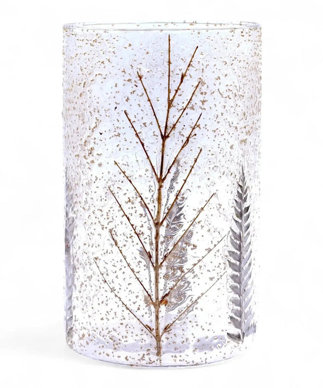 Natural Floral Glass Candle Holder - Pino (19x11cm) - Bee my Gift