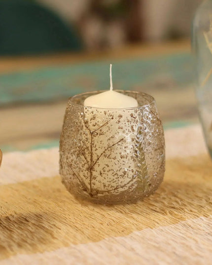 Natural Floral Glass Candle Holder - Pino - Bee my Gift