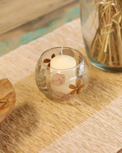 Natural Floral Glass Candle Holder - Primavera - Bee my Gift