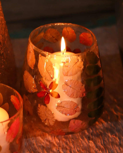 Natural Floral Glass Candle Holder - Primavera Design - Bee my Gift