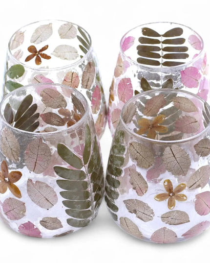 Natural Floral Glass Candle Holder - Primavera Design - Bee my Gift