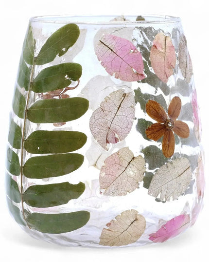 Natural Floral Glass Candle Holder - Primavera Design - Bee my Gift