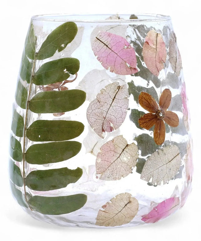 Natural Floral Glass Candle Holder - Primavera Design - Bee my Gift